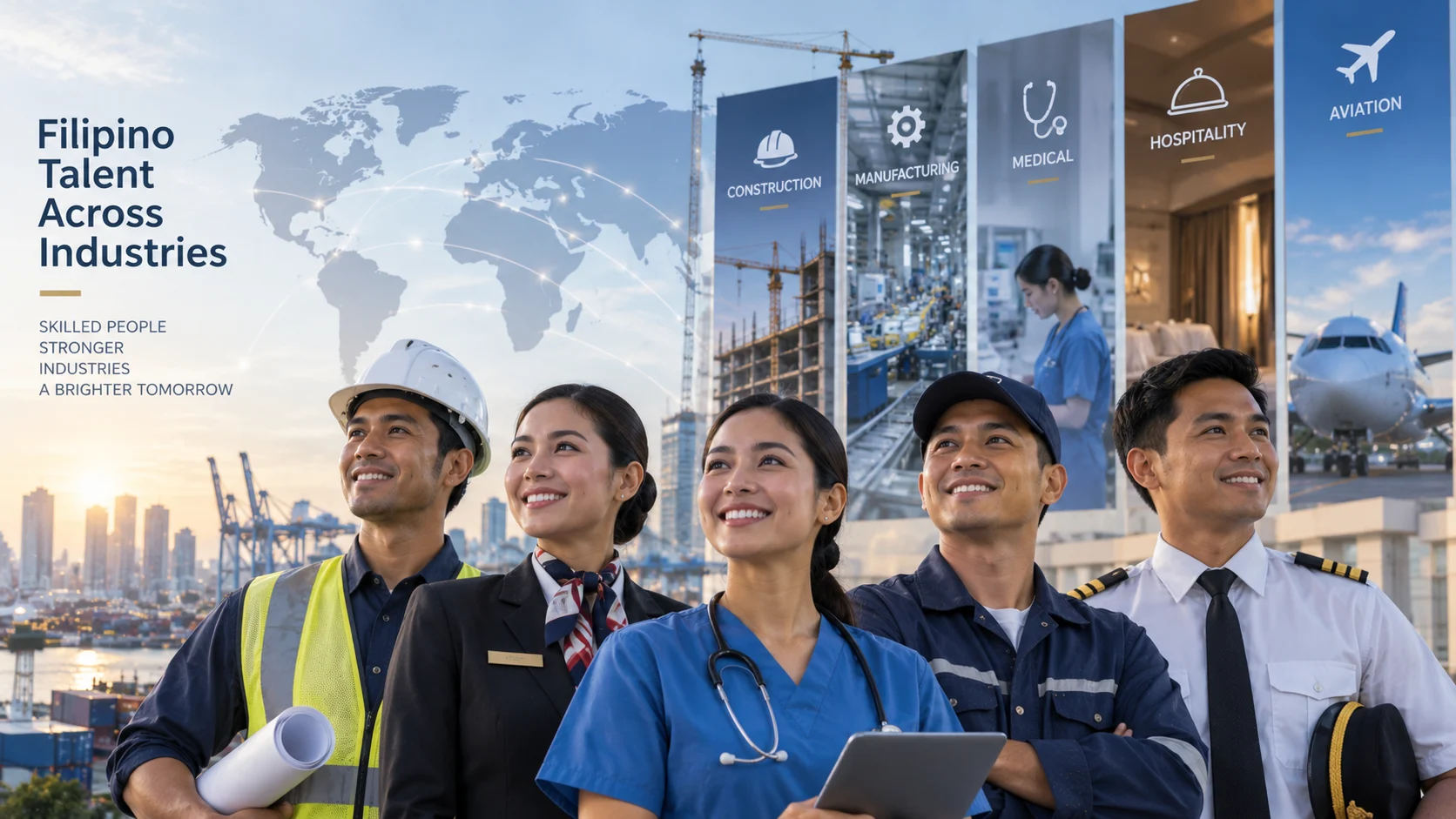 Filipino professionals across construction manufacturing healthcare hospitality and aviation industries