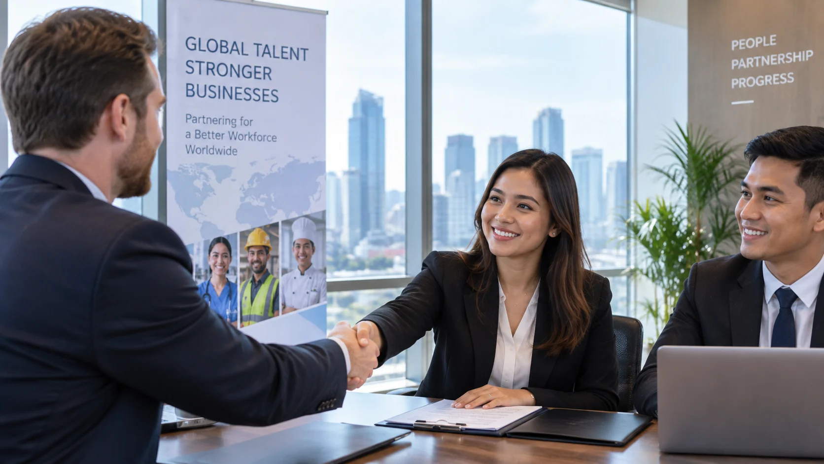 International employer meeting with recruitment professionals for Filipino workforce hiring